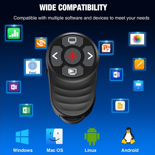 Wireless Presentation Clicker Rechargeable, Finger Ring Powerpoint Clicker with Red Laser Pointer, Presenter Remote PPT Clicker for Powerpoint Presentations for Mac Computer Laptop