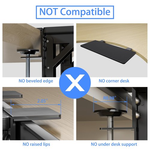 Suptek Clamp-on 9.5 x 23.6 inch Desk Extender, Wrist Support, Foldable Keyboard Tray Platform, Suitable for Office Desks, Carbon Fiber, DSF3L