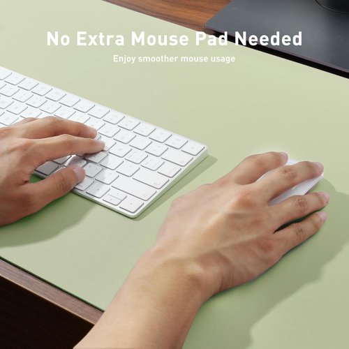 Aothia Leather Desk Pad Protector - Large Non-Slip PU Leather Mat | Waterproof Writing Pad (Grass Green, 23.6" x 13.7")