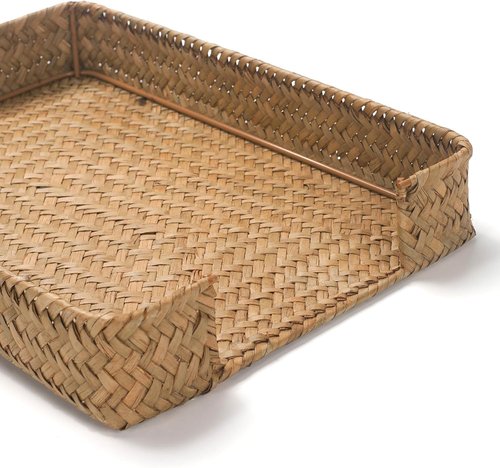 Seagrass Letter Tray - Woven Desk Organizer for Papers & Documents | Stylish Wicker Design