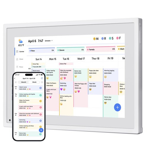 Dragon Touch 10.1 inch Digital Calendar Chore Chart – Interactive Touchscreen, Smart Family Planner, Hearth Display Desk Digital Calendar Seamless Scheduling