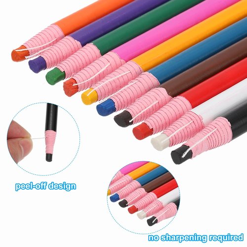 PATIKIL Peel-Off China Markers, 12 Pack Grease Wax Pencils Wood for Glass Garments Drawing Film Paper Vinyl Metal, Purple