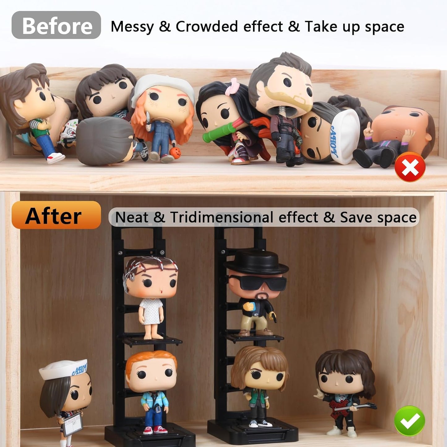 YODAR Display Shelf Organizer - 3 Tier Risers for Funko Pop Figures | Stylish Home Decor