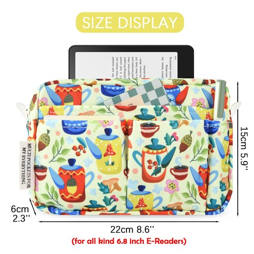 qianshan Multi-functional Portfolio Organizer, Waterproof Travel Pouch Zippered Case,Journal Supplies Storage Case for Notebooks, Make-up, Office Supplies.Yellow Teapot