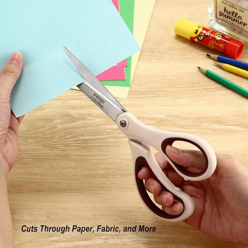 LIVINGO All-Purpose Scissors - Heavy-Duty Titanium Coated Stainless Steel Shears | 3-Pack in Sky Blue, Pink & Light Beige