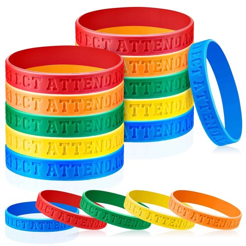 Sureio Perfect Attendance Silicone Bracelets Colored Rubber Bracelets Silicone Wristbands Bulk Rubber Wrist Bands for Student Employee Awards Teacher Kid Company School Classroom Office Gift (300)