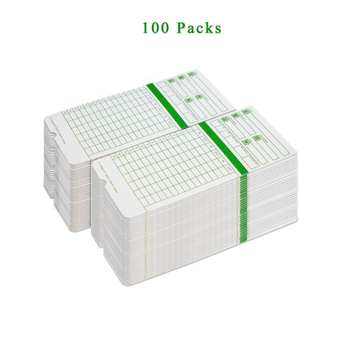 Zzrywuty All Pay Periods, 100 Count Time Cards for Hn3000, 2-Sided, 3 3/8" x 7 3/8", Green