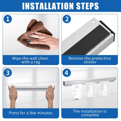 3 Pcs Ticket Rack Magnetic Note and Paper Holder Aluminum Slide Check Rack Ticket Holder for Restaurant with Strips Bill Orders Display Rail for Kitchen Restaurant Office Cafes Bar Pubs Note Organizer