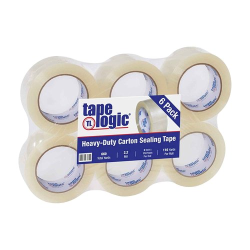 Tape Logic 2" x 110 yds Acrylic Packing Tape 2.2 Mil, Clear (6-Pack) Heavy Duty Packing Tape Rolls for Sealing Boxes at Home, Warehouse, & Office, Supplies for Packaging, Shipping, Moving