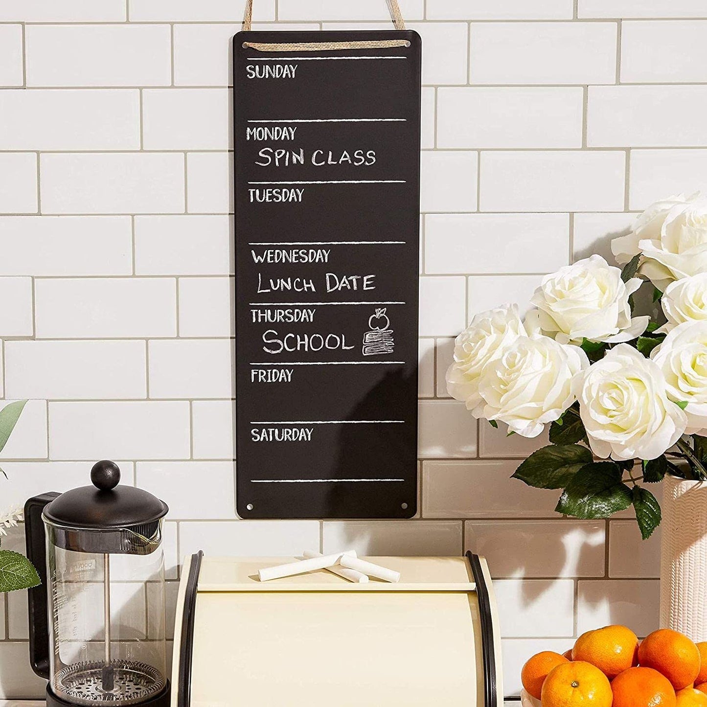 Juvale Tin Chalkboard Weekly Wall Planner for Menu and to-Do List (6 x 16 in, 2 Pack)