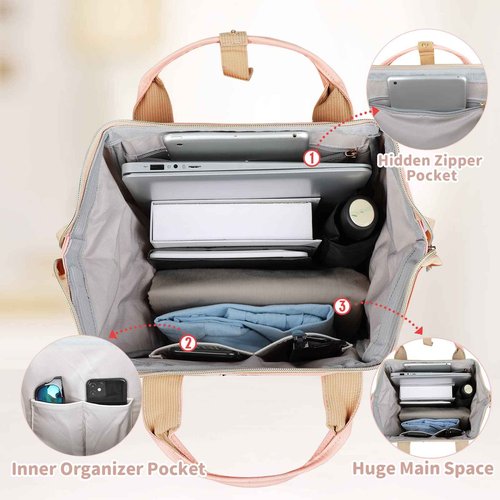 ZOMAKE 15.6 Inch Travel Laptop Backpack for Women Men - Anti Theft Water Resistant Bag Daypack - Computer Bag Business Work Cute Backpacks(Peach)