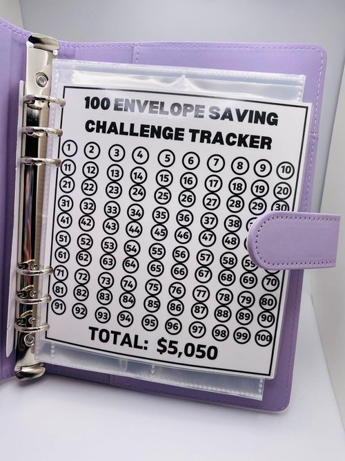 BKDRL Money Saving Challenge Envelopes - Fun & Easy Way to Save $5,050 | Purple Savings Binder