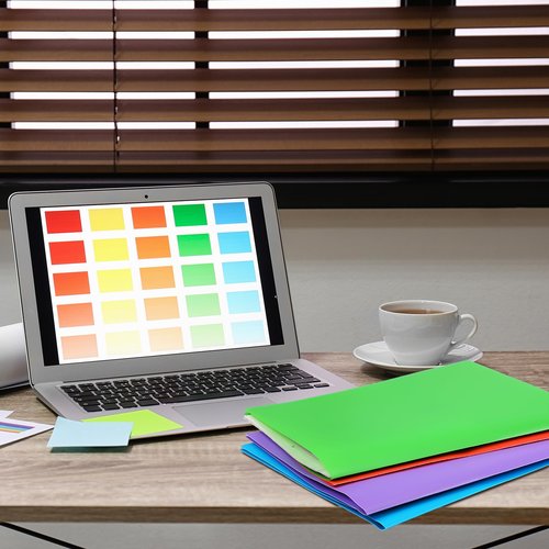 Kisston 24 Pack Plastic Folders with Pockets Back to School File Folders Heavy Duty 2 Pockets Rainbow Bright Folder Fit Letter Size Paper for School Classroom Office Filing Cabinet Resume Portfolio