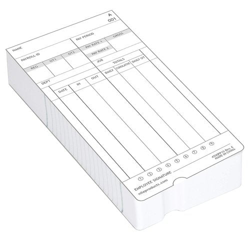 Nile Products - Authorized Time Cards for Nile Products 4500PP Compatible [ 4500PP10 ] Electronic Time Clock, Double Sided Time Sheets (3.37 x 7.37 Inches) - 100 Time Cards Per Package