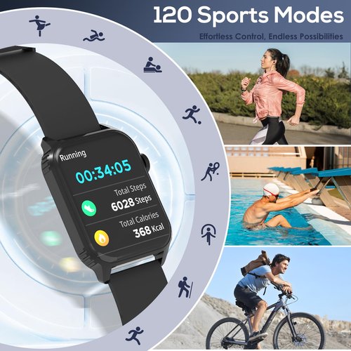 TRAUSI Smart Watches for Women Men, 1.83 inches HD Smartwatch with 90 Sports Modes, Heart Rate/Sleep Monitor, IP67 Waterproof, Bluetooth Call & Music Control