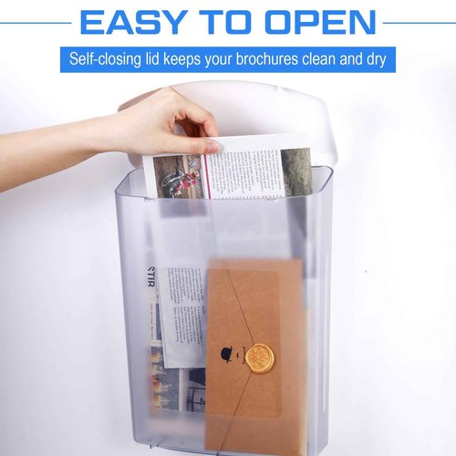 Menkxi 3 Pcs Outdoor Estate Brochure Box Plastic Brochure Holder with Lid Waterproof Wall Mount Flyer Holder Literature Permit Box Magazine Business Card Holder for Office Store Estate Supplies