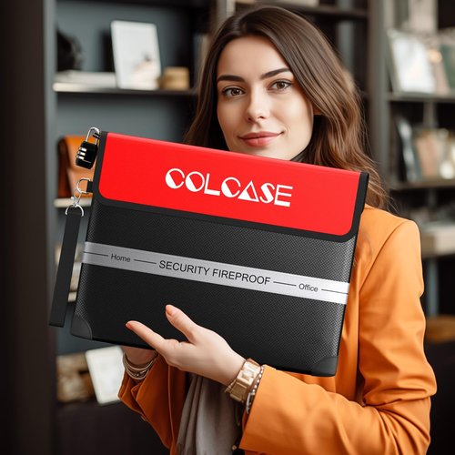 COLCASE Fireproof Document Bag - Heat Insulated & Waterproof Zipper Storage for Valuables | 15 x 11 Inches