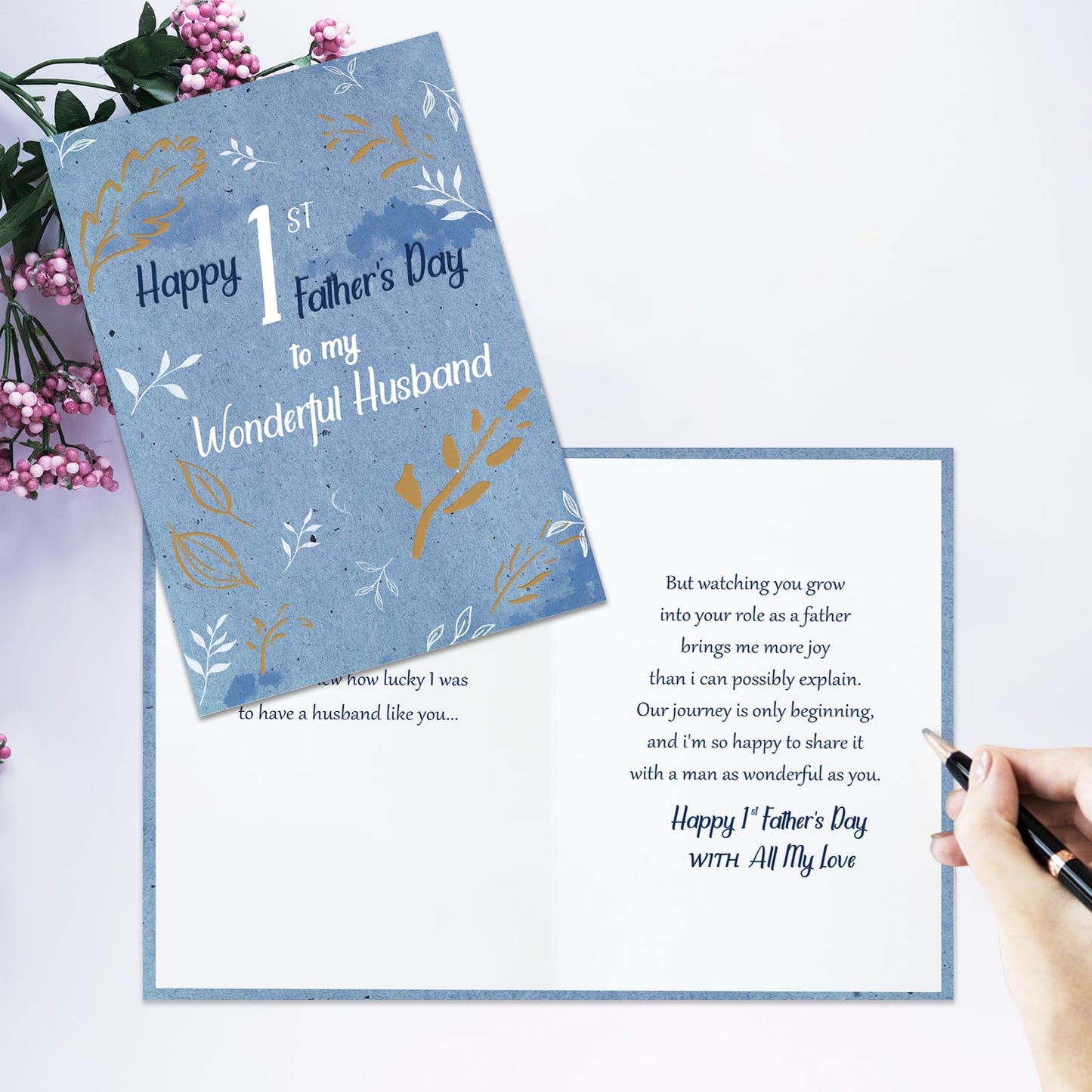 GVMGVM 1st Fathers Day Card for Husband, Romantic First Fathers Day Card for Husband From Wife, Happy 1st Father's Day Cards Gift for Hubby