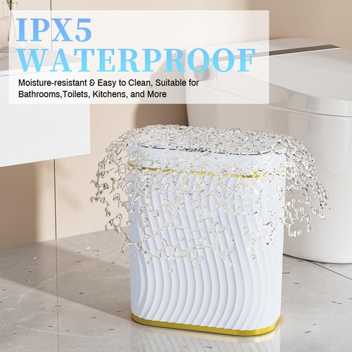 steo spce Automatic Motion Sensor Bathroom Small Trash Can with Lid, 2.6 Gallon Touchless Slim Garbage Can, Smart Waterproof Trash Bin for Bedroom, Restroom, Living Room, Office