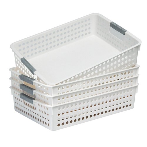 Soddeph A4 Paper Trays for Classroom with Grip Handles,Book Baskets for Library, Drawers, Office, Home,Desk,Turn in Trays Classroom Plastic Storage Baskets