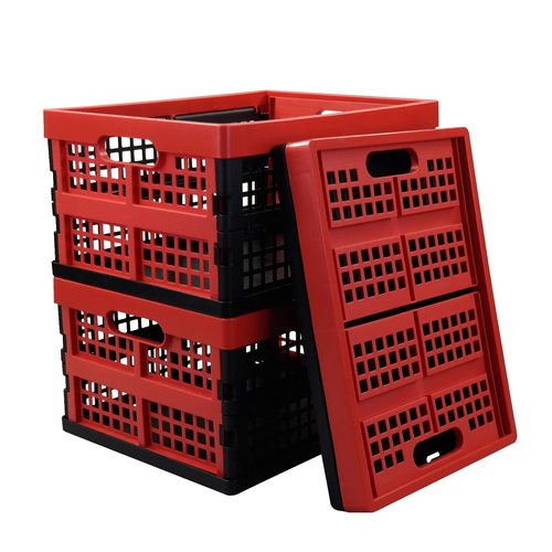 Yuright 3 Packs Small Folding Milk Crate, 16 Quart Collapsible Storage Crate, R