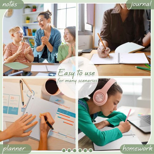 Teling 12 Pcs 1 Subject Spiral Notebook for Work College Ruled 8 x 10 1/2 Inch Spiral Journal Notebook 3 Hole Punched Paper Easy Tear Line 100 Sheets Office Study Supplies(Multicolor,12 Pcs)