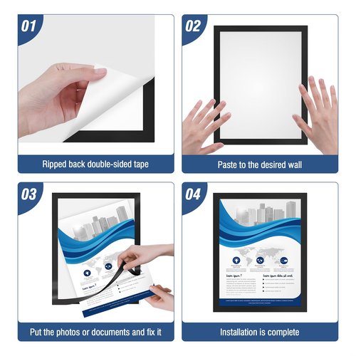 Relx 12 Pcs 8.5 x 11'' Self-Adhesive Magnetic Wall Signs Holder Magnetic Picture Frame Document Holder Wall & Window Adhesive Frames for Office Home Store Restaurant