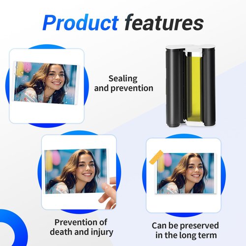 Compatible with Canon Selphy CP1500 CP1300 Ink and Paper, 4x6 Inch KP-108IN KP108 for Selphy CP1500 CP1300 CP1200 CP1000 CP910 CP900 CP810, 100mm x148 mm (1 Ink +36 Sheets Photo Paper)