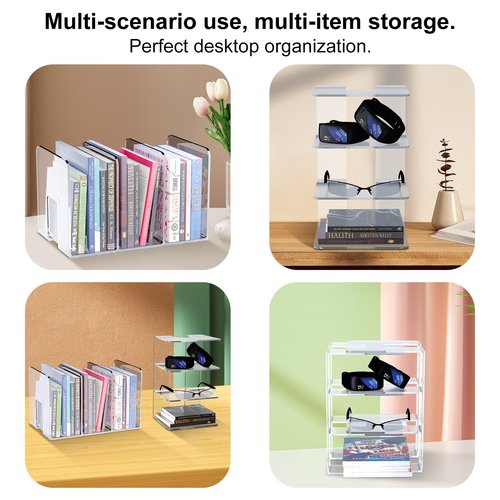 SUJOER 4PCS purse organizer for closet,handbag storage,book holder,bag organizer,acrylic desk file organizer,clutch divider,desk accessories workspace organizers