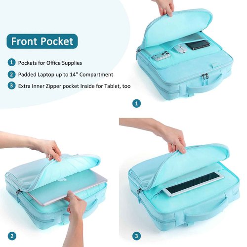 LLi Cufite Zipper Binder Bag, 2 Inch 3 Ring Binder with Zipper, 500 Sheet Capacity Zip Up Binders with Detachable Shoulder Straps, Fits Up to 14” Laptop, Blue