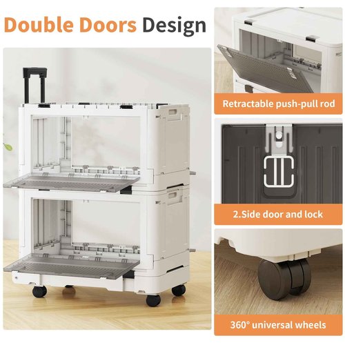 Folding Utility Cart Portable Rolling Crate,Multi Functional Collapsible Carts with 4 Wheels,1-Tier Portable Utility Cart,Adjustable Folding Trolley for Teachers,Shopping,Warehouse,Office and Outdoor