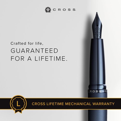 Cross ATX Refillable Fountain Presented in a Luxury Gift Box - Fine Point, Black Ink, Sandblasted Dark Blue