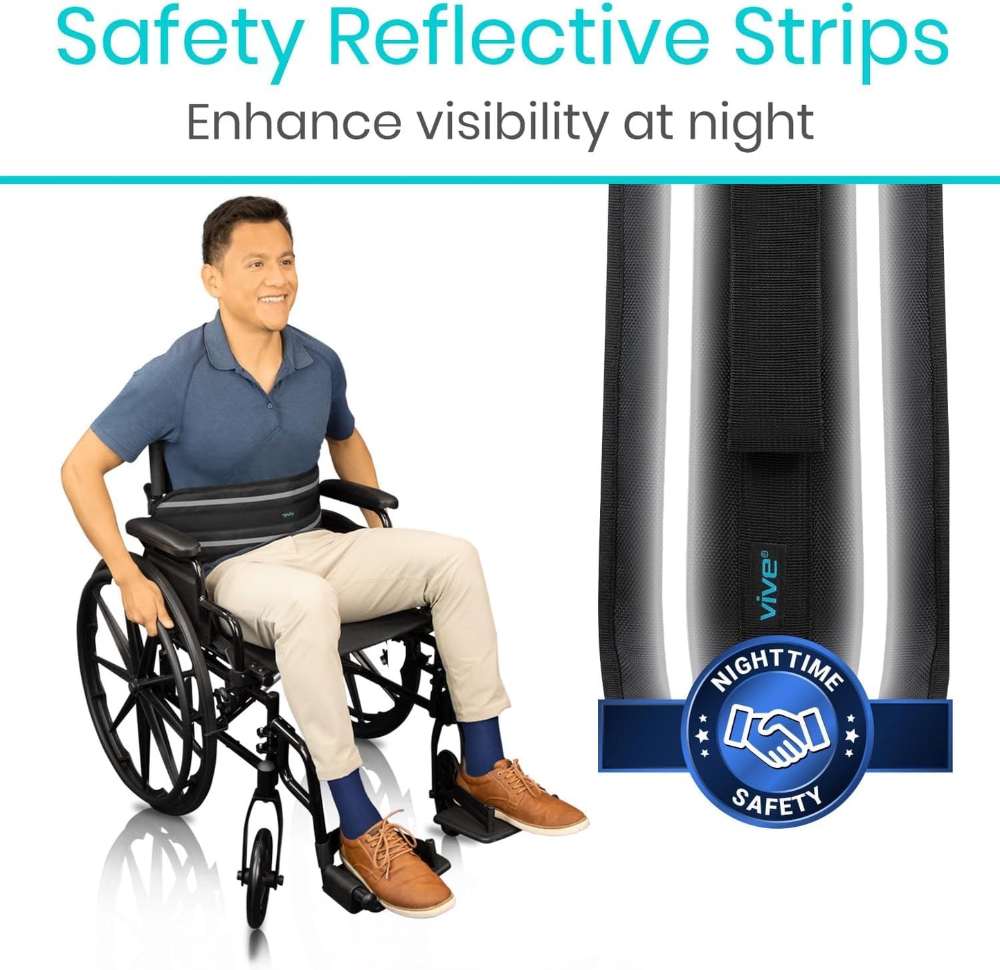 Vive Wheelchair Seatbelt - Adjustable Safety Harness for Elderly & Adults - Fall Prevention Restraint