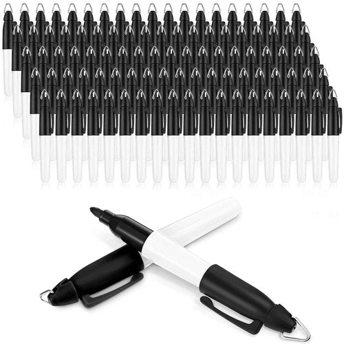 Crtiin 120 Pcs Mini Permanent Markers with Cap Clips Black Markers with Golf Keychain Clips for Badge Golf Ball Marker Pen Black Ink Pens Bulk for Office School Supplies Outdoor Activities, Fine Point