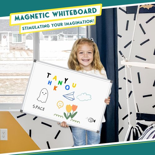 QUEENLINK Double Sided Magnetic White Board, 36"x24" Dry Erase Whiteboard for Wall with Aluminum Frame Presentation Board for School, Office and Home