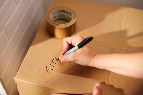 Duck EZ Tear Brown Paper Packing Tape for Boxes, 6 Rolls of Kraft Paper Packaging Tape, Great for Shipping, Moving, Mailing, & Storage, Tears by Hand, Writable Surface, 1.88 Inch x 25 Yards, Tan