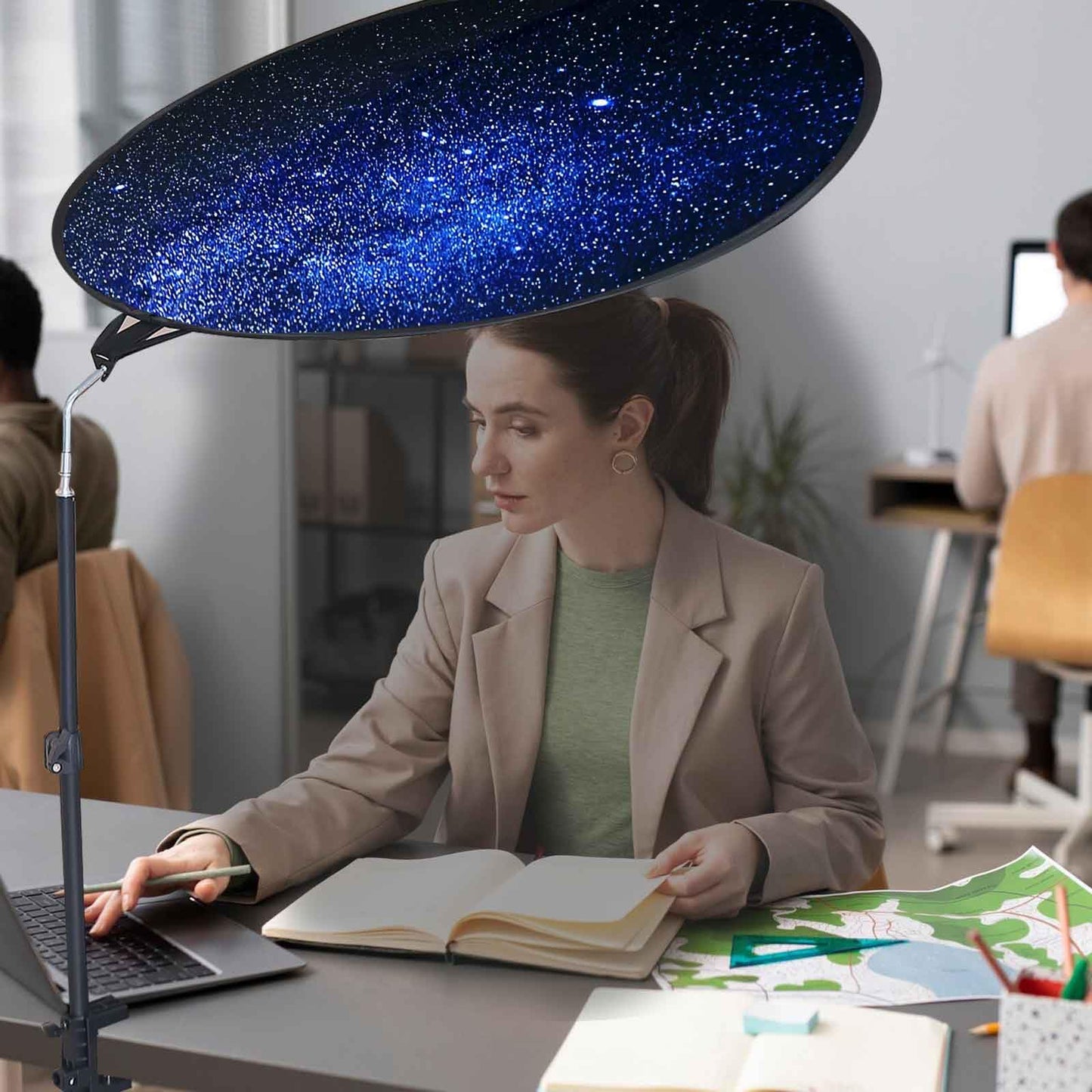Office Cubicle Desk Shade Anti-Glare Cover Light Sensitive Professionals Cubicle Light Blocker for Workspaces Desk Canopy 36" Circular Shading Light Shade with Clamp
