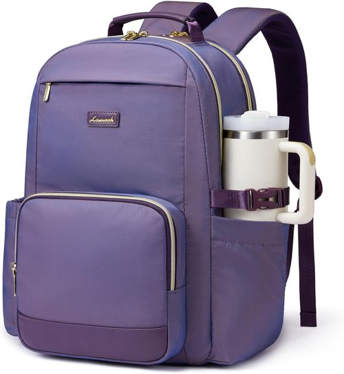 LOVEVOOK Laptop Backpack - Waterproof 15.6 Inch Bag with Pouch Pocket for Women | Violet