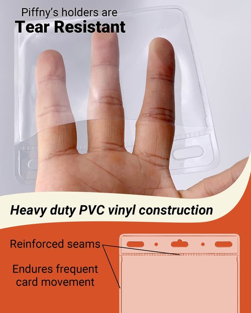 Clear ID Holder for Lanyard - ID Card Holder Waterproof (Inches, 4 x 3 Horizontal 100 Pack)