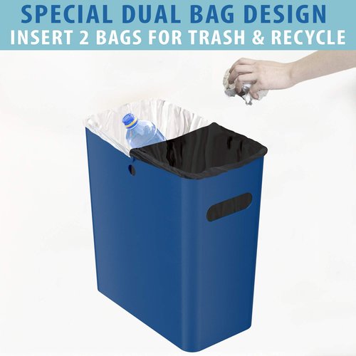 iTouchless SlimGiant 4.2 Gallon Plastic Trash Can, 2-Pack, Blue