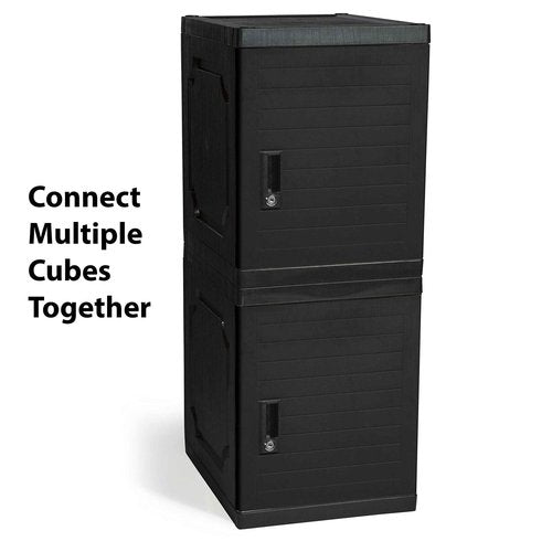 Jink Lockable Storage Cube – 19” Stackable Locker Box with Key – Durable, Secure Organizer Kids, Home, Office, Dorm or School (Black)
