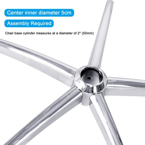 Frassie Metal Office Chair Base Replacement with 5 Casters, 28 Inch Heavy Duty Chair Base Part (Silver)