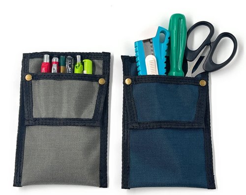 SUCHI Pocket Protector- Pen Holder Pouch Organizer for Shirts, Lab Coats, Pants - Multi-Purpose - Holds Pens, Pencils, tools and Notes for School, Office, Hospital Supplies 2 PACK (Gray and Blue)