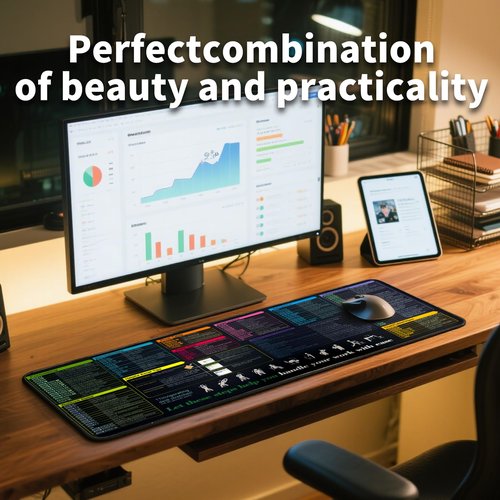 LOHACKASY Waterproof Excel Cheat Sheet Desk Pad, Large XL Gaming Mousepad|Office Keyboard Pad|Computer Mat with Excel Shortcuts (31.5"x11.8") (Excel-05, 31.5"x11.8")