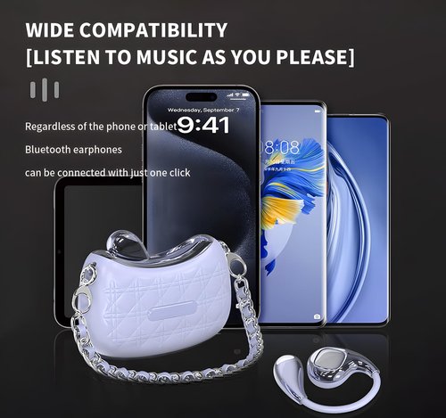 AI Language Translator Earbuds, 139 Languages Handbag Translation Earbuds Real Time for iOS & Android with Cleaning Pen, BT 5.4 Fashionable OWS Translation Headphones for Travel Business, Purple