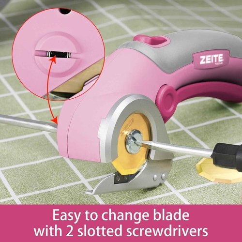 ZEITE 4V Cordless Scissors,Electric Cardboard Box Cutter with Titanium Coated HSS Blades,Pink