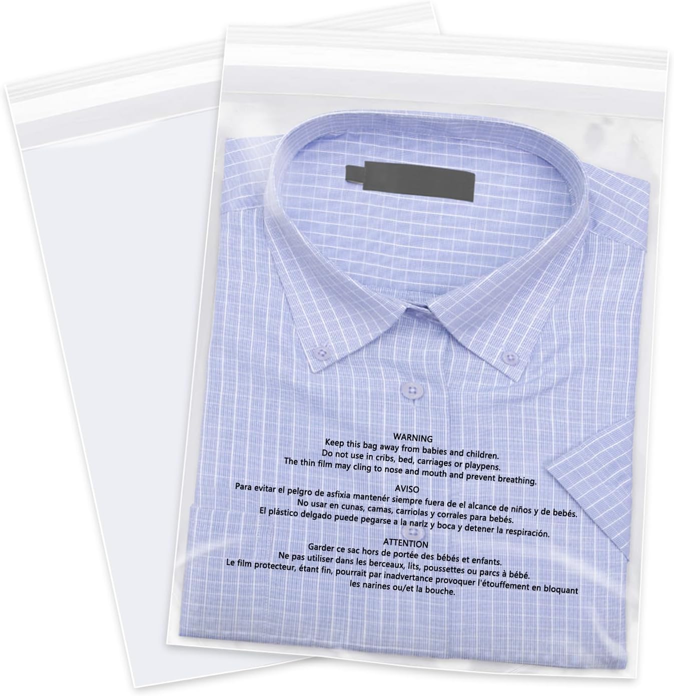 Skiennix Clear Poly Bags | 8" x 10" Self-Seal Packaging with Suffocation Warning - 1000 Count