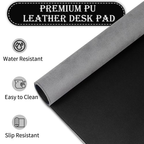 47.2" x 23.6" Large Desk Pad Mat - Non-Slip PU Leather Desk Mat, Large Mouse Pad, Computer Mat for Keyboard Mouse, Waterproof Desk Writing Mat, Desk Blotter Mat for Work (Black)