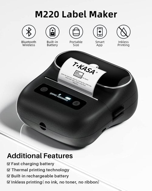 Phomemo M220 Label Makers, 3 Inch Portable Label Maker Machine with 3 Roll Labels, Wireless Thermal Label Printer for Address, Labeling, File Folder Label, Home Organizing