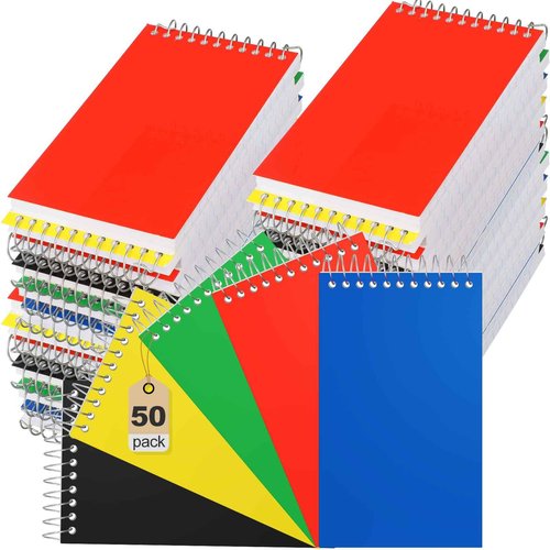 Leelosp 50 Pcs Small Pocket Notebooks 3 x 5 Inch Mini Memo Spiral Notepads Top Bound College Ruled Lined Note Pads for Back School Office Journaling Noting, 75 Sheets/Pad (Neon)
